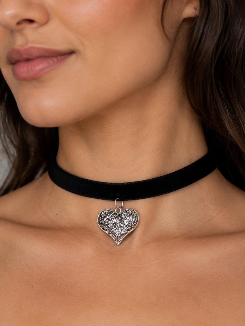 Black Velvet Heart Choker necklace